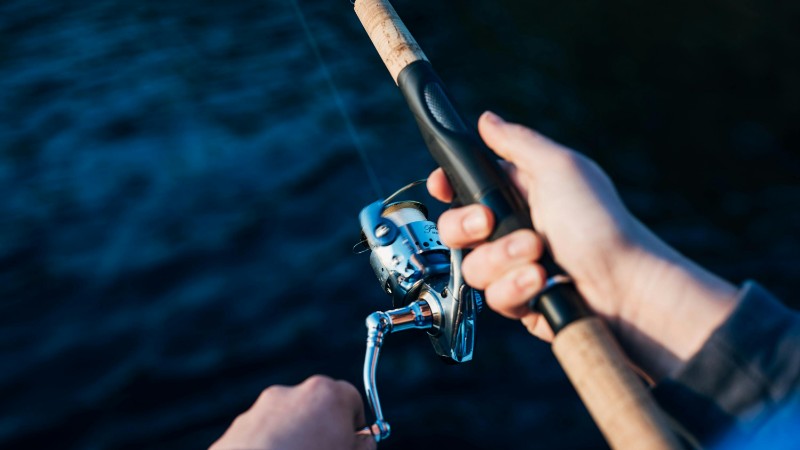 Hands holding a fishing rod over water, perfect for leisure and hobby themes., tags: barschangeln - pexel